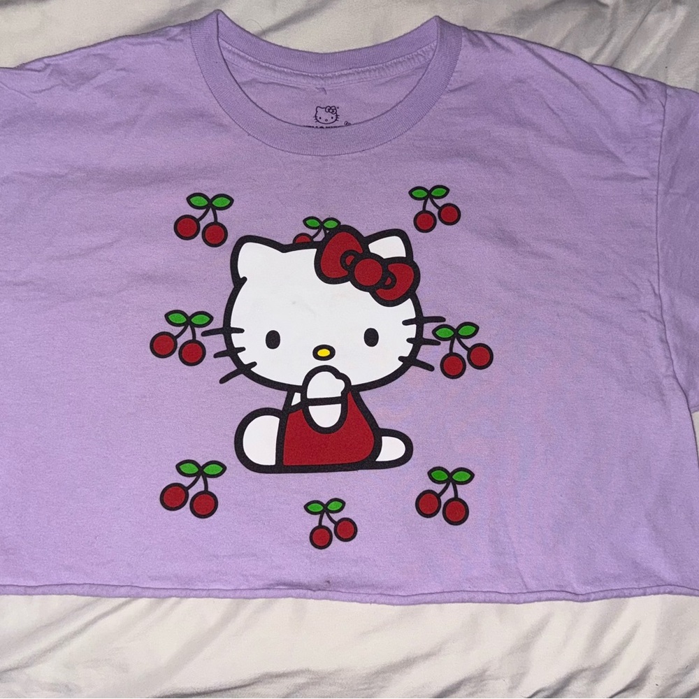 Sanrio Purple Hello Kitty Crop Top 100% Cotton